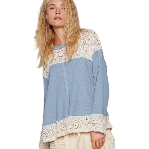 #2 POL LONG SLEEVE TOP LIGHTWEIGHT BLUE SO NICE!! (1SM) (1MD) LEFT - Picture 3 of 9